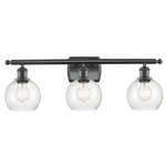 Athens Bathroom Vanity Light - Matte Black / Clear Seedy