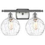 Athens Bathroom Vanity Light - Brushed Satin Nickel / Clear Water