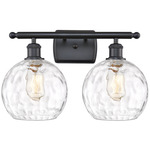 Athens Bathroom Vanity Light - Matte Black / Clear Water