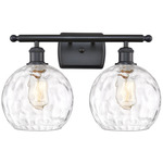 Athens Bathroom Vanity Light - Matte Black / Clear Water