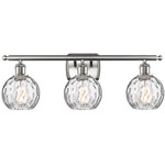 Athens Bathroom Vanity Light - Brushed Satin Nickel / Clear Water