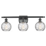 Athens Bathroom Vanity Light - Matte Black / Clear Water