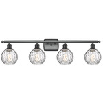 Athens Bathroom Vanity Light - Matte Black / Clear Water