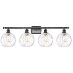 Athens Bathroom Vanity Light - Matte Black / Clear Water