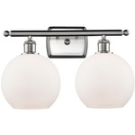 Athens Bathroom Vanity Light - Brushed Satin Nickel / Matte White