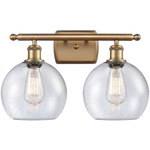Athens Bathroom Vanity Light - Brushed Brass / Clear Seedy