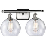 Athens Bathroom Vanity Light - Brushed Satin Nickel / Clear Seedy