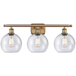 Athens Bathroom Vanity Light - Brushed Brass / Clear Seedy