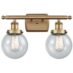 Ballston Urban Beacon Bathroom Vanity Light - Brushed Brass / Clear Seedy