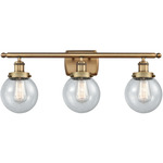 Ballston Urban Beacon Bathroom Vanity Light - Brushed Brass / Clear Seedy