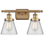 Ballston Urban Cone Bathroom Vanity Light - Brushed Brass / Clear