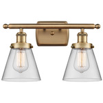 Ballston Urban Cone Bathroom Vanity Light - Brushed Brass / Clear