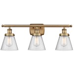 Ballston Urban Cone Bathroom Vanity Light - Brushed Brass / Clear Seedy