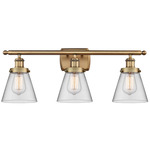 Ballston Urban Cone Bathroom Vanity Light - Brushed Brass / Clear