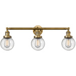 Beacon Bathroom Vanity Light - Brushed Brass / Clear Seedy