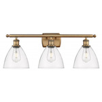 Bristol Glass Large Bathroom Vanity Light - Brushed Brass / Clear