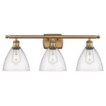 Bristol Glass Large Bathroom Vanity Light - Brushed Brass / Clear Seedy