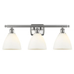 Bristol Glass Large Bathroom Vanity Light - Brushed Satin Nickel / Matte White