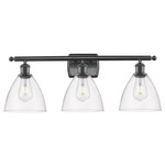 Bristol Glass Large Bathroom Vanity Light - Matte Black / Clear