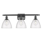Bristol Glass Large Bathroom Vanity Light - Matte Black / Clear Seedy