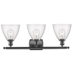 Bristol Glass Large Bathroom Vanity Light - Oil Rubbed Bronze / Clear Seedy