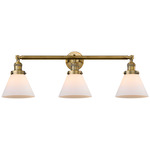 Large Cone Bathroom Vanity Light - Brushed Brass / Matte White