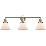 Large Cone Bathroom Vanity Light - Brushed Satin Nickel / Matte White