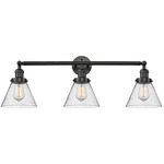 Large Cone Bathroom Vanity Light - Matte Black / Clear Seedy