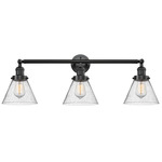 Large Cone Bathroom Vanity Light - Oil Rubbed Bronze / Clear Seedy