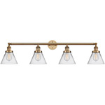 Large Cone Bathroom Vanity Light - Brushed Brass / Clear