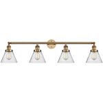 Large Cone Bathroom Vanity Light - Brushed Brass / Clear Seedy