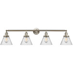 Large Cone Bathroom Vanity Light - Brushed Satin Nickel / Clear Seedy