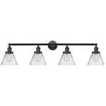 Large Cone Bathroom Vanity Light - Matte Black / Clear