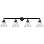 Large Cone Bathroom Vanity Light - Matte Black / Clear Seedy