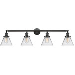 Large Cone Bathroom Vanity Light - Oil Rubbed Bronze / Clear