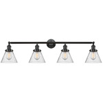 Large Cone Bathroom Vanity Light - Oil Rubbed Bronze / Clear Seedy