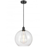 Ballston Athens Cord Hung Pendant - Matte Black / Clear