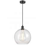 Ballston Athens Cord Hung Pendant - Matte Black / Clear Seedy