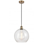 Ballston Athens Cord Hung Pendant - Brushed Brass / Clear Seedy