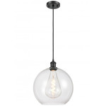 Ballston Athens Cord Hung Pendant - Matte Black / Clear