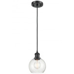 Ballston Athens Cord Hung Pendant - Matte Black / Clear Seedy