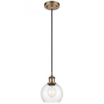 Ballston Athens Cord Hung Pendant - Brushed Brass / Clear