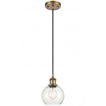Ballston Athens Cord Hung Pendant - Brushed Brass / Clear Seedy