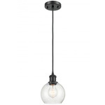 Ballston Athens Cord Hung Pendant - Matte Black / Clear Seedy