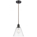Berkshire Cone Cord Hung Pendant - Oil Rubbed Bronze / Clear
