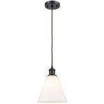 Berkshire Cone Cord Hung Pendant - Oil Rubbed Bronze / Matte White