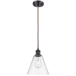 Berkshire Cone Cord Hung Pendant - Oil Rubbed Bronze / Clear