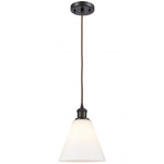 Berkshire Cone Cord Hung Pendant - Oil Rubbed Bronze / Matte White