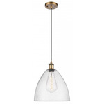Bristol Glass Pendant - Brushed Brass / Clear Seedy Bristol Glass Pendant - Brushed Brass / Clear Seedy