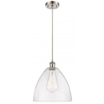 Bristol Glass Pendant - Brushed Satin Nickel / Clear Seedy Bristol Glass Pendant - Brushed Satin Nickel / Clear Seedy